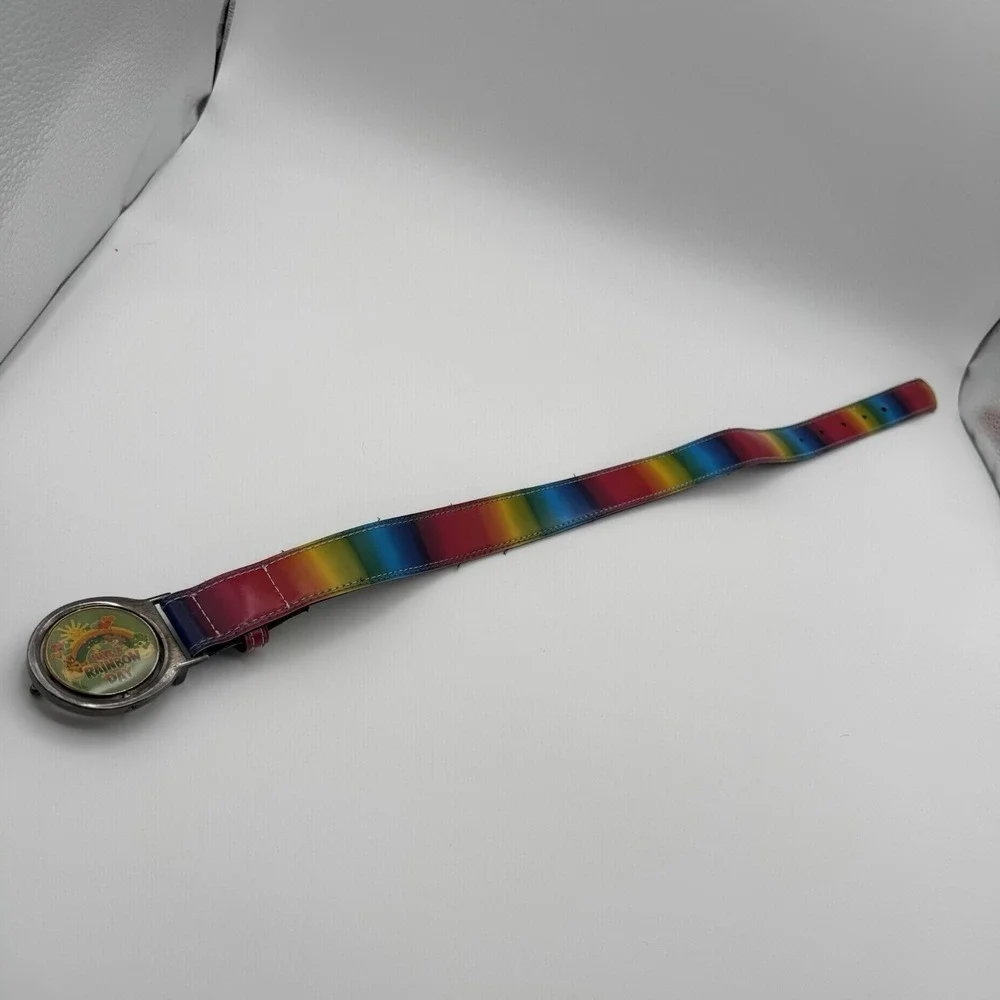 Vintage 2003 Y2K Care Bears Flip Buckle & Belt Rainbow Day Youth Kids Size S/M